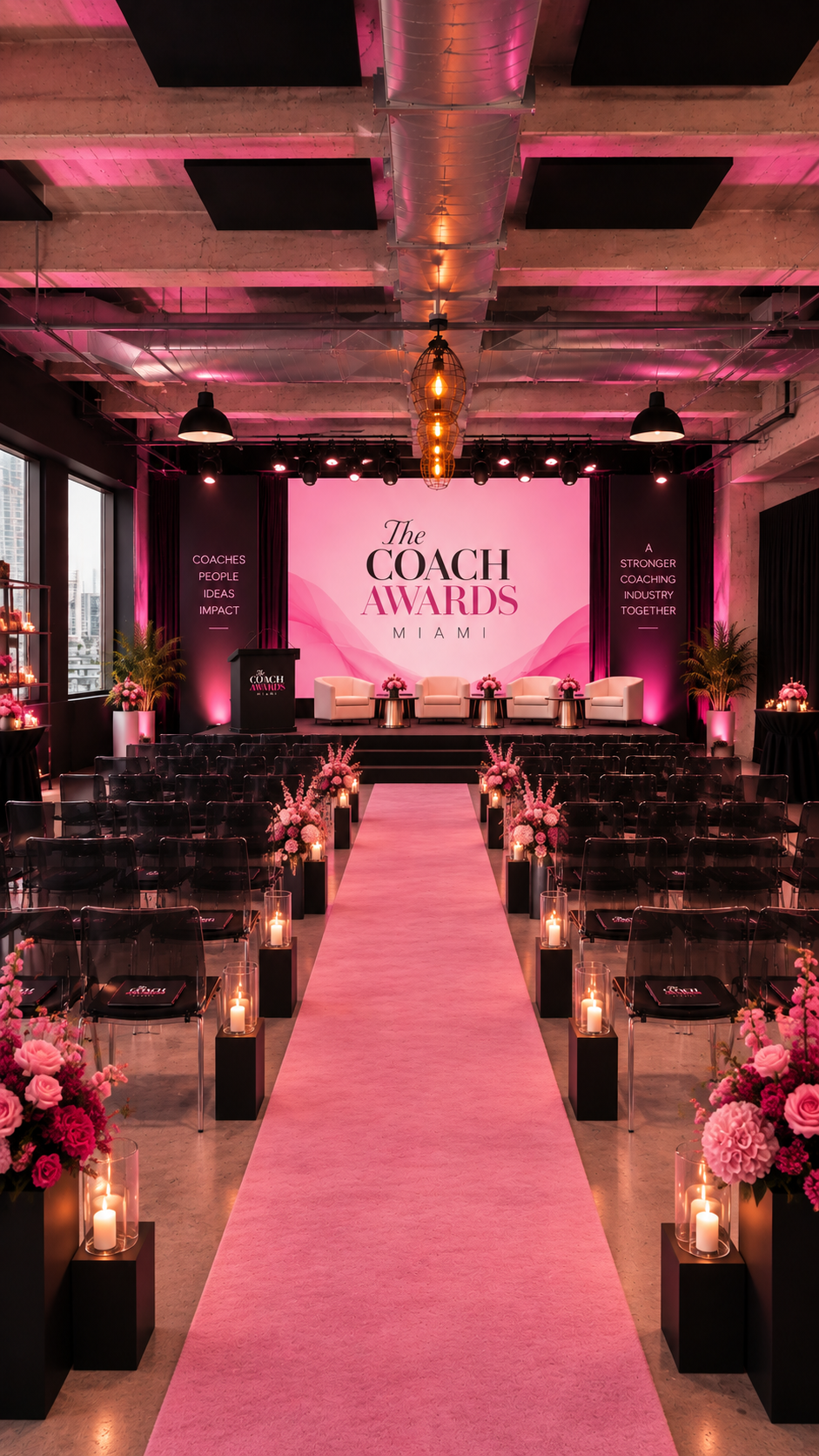 An elegant Coach Awards ceremony setting
